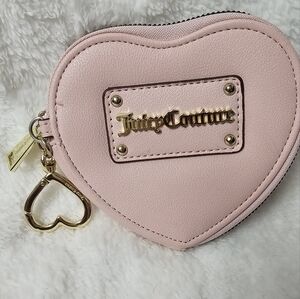 Juicy Couture Light Pink Heart Coin Purse Wallet With Gold Heart Clasp